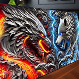 3D Dragon and Wolf Wall Art IV - Tailored Canvases - Flyclothing LLC