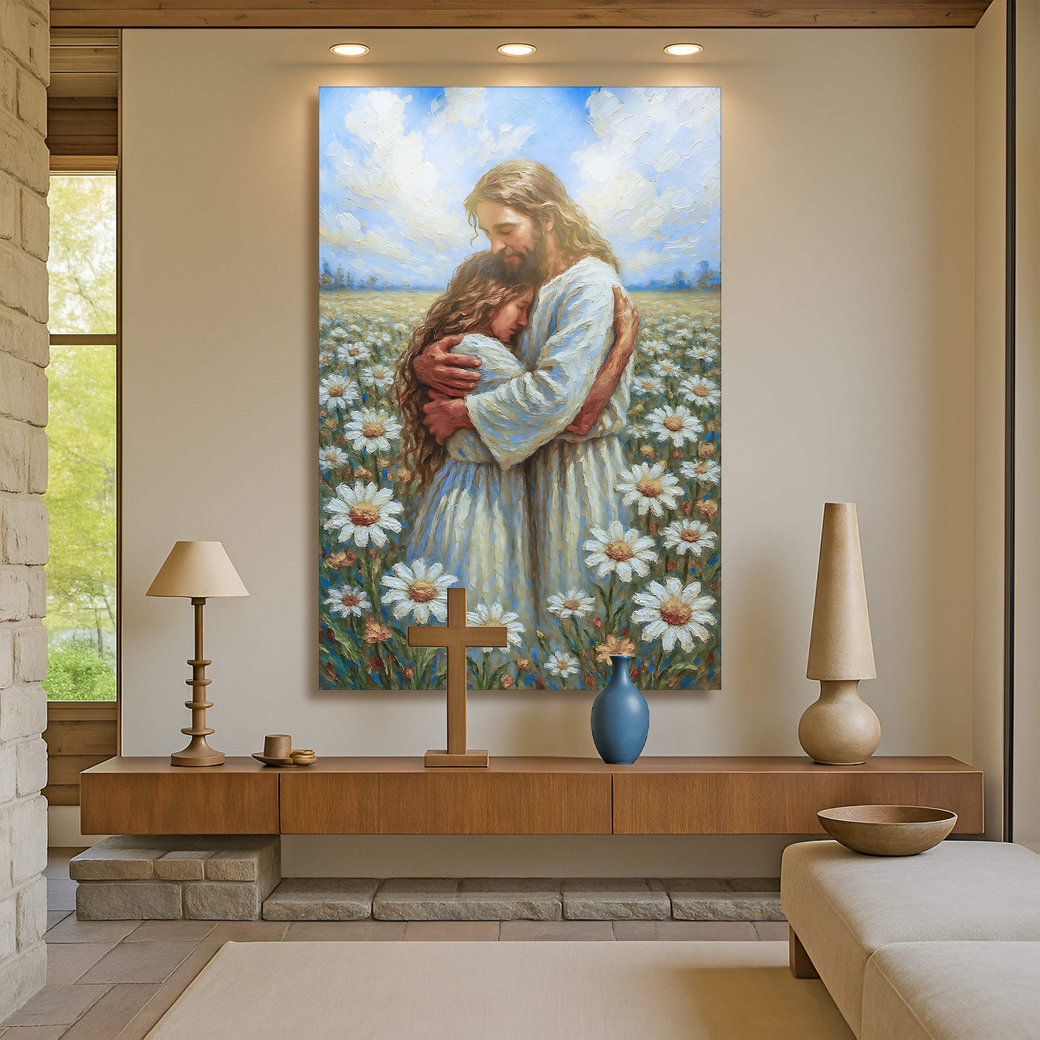 Jesus With Children Faith Wall Art - Tailored Canvases - Flyclothing LLC