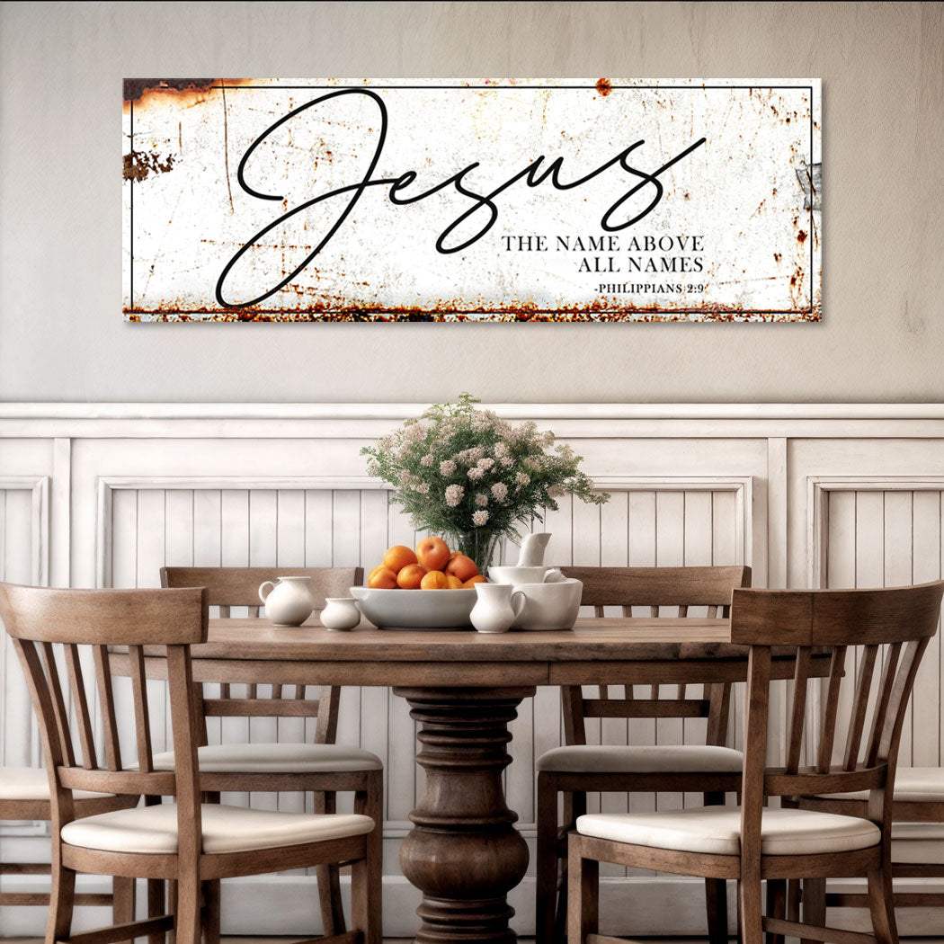 Jesus The Name Above All Names - Philippians 2:9 Faith Sign II - Tailored Canvases - Flyclothing LLC