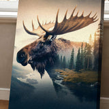 Moose Double Exposure Wall Art - Tailored Canvases - Flyclothing LLC