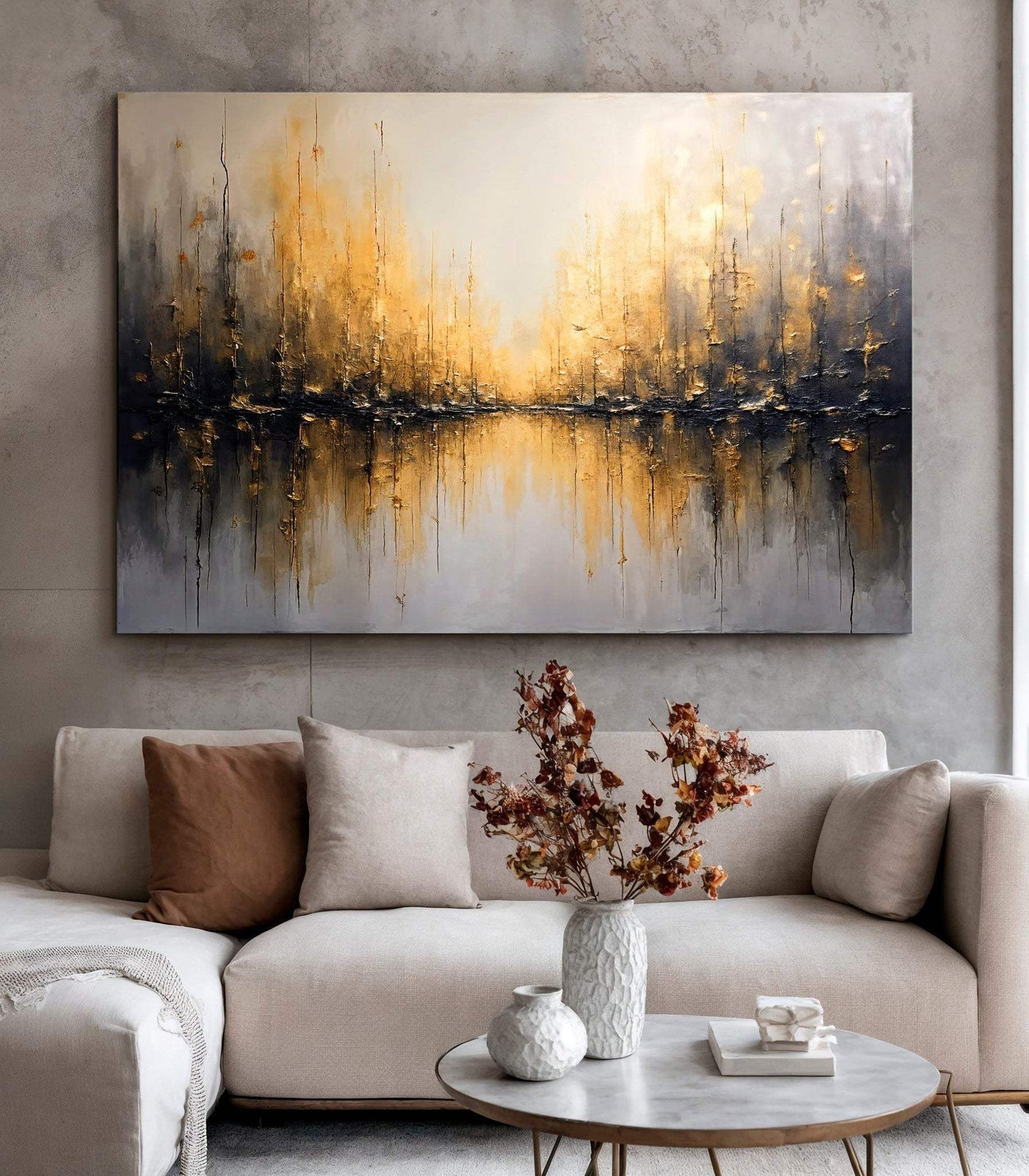 Golden Reflections Abstract Wall Art - Tailored Canvases - Flyclothing LLC