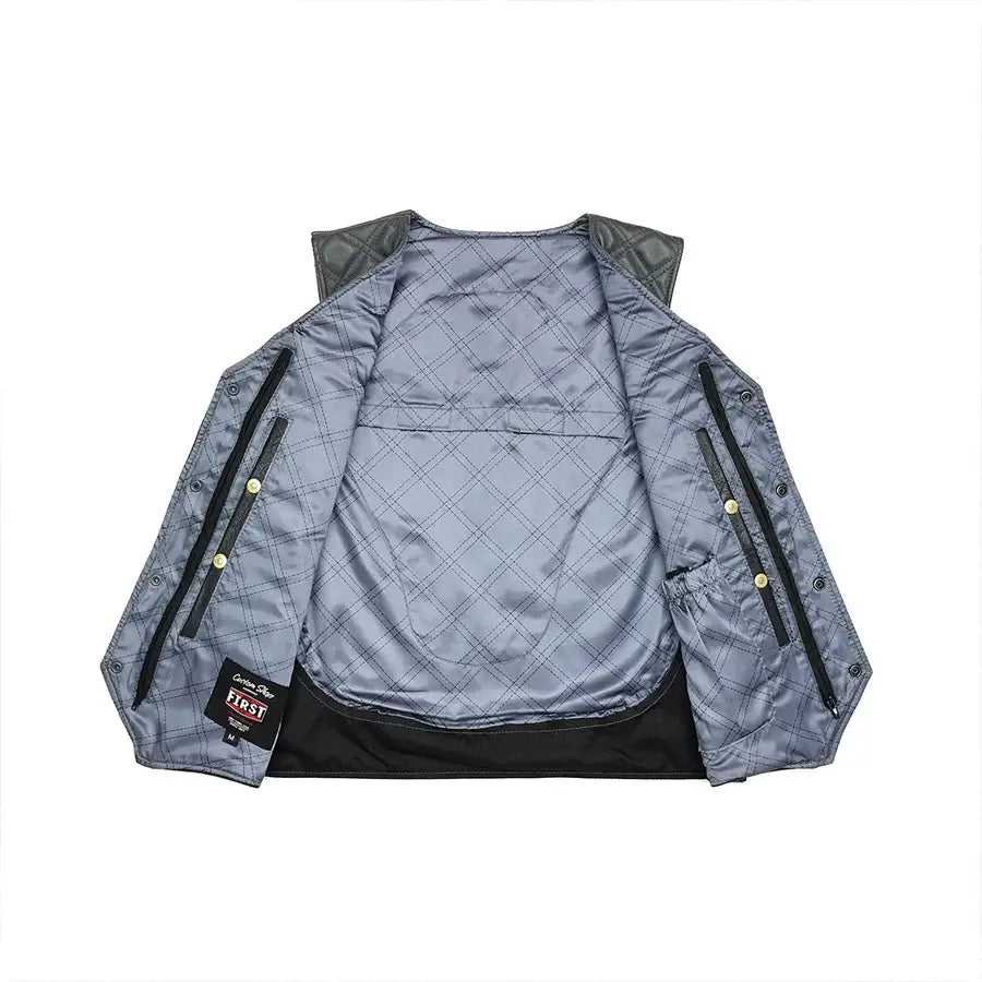 Hammer down Men's Western Style Leather Biker Vest - First Manufacturing Company - Flyclothing LLC
