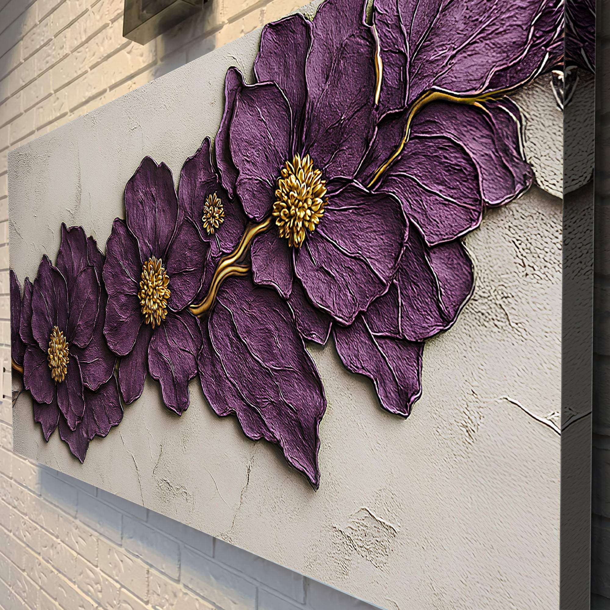 Purple Flower Plaster Wall Art - Tailored Canvases - Flyclothing LLC