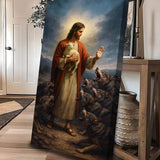 Jesus Protects The Lamb From Wolves Faith Wall Art V - Tailored Canvases - Flyclothing LLC