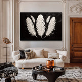 Minimalist Monochrome Feather Wall Art - Tailored Canvases - Flyclothing LLC