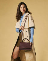 Federica (eggplant) - Italian calf leather women's crossbody bag (with shoulder strap)