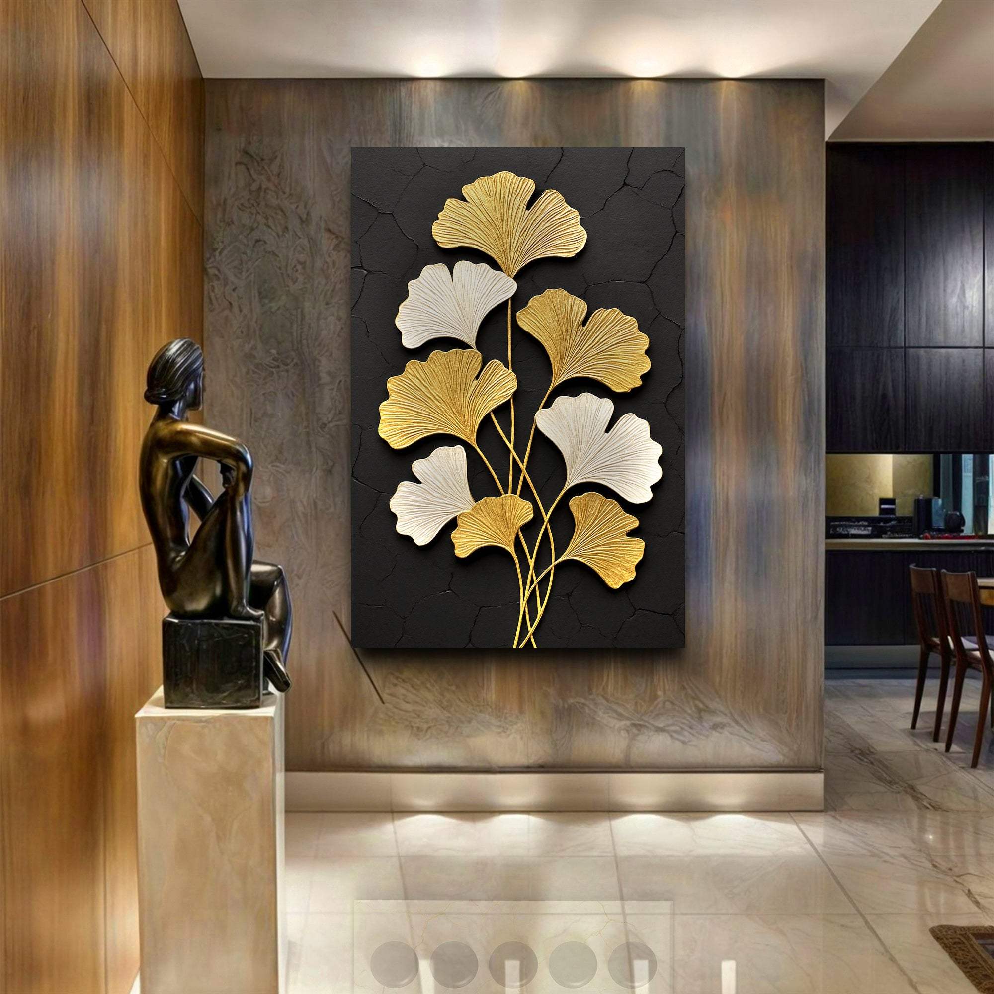 Golden Ginkgo Wall Art - Tailored Canvases - Flyclothing LLC