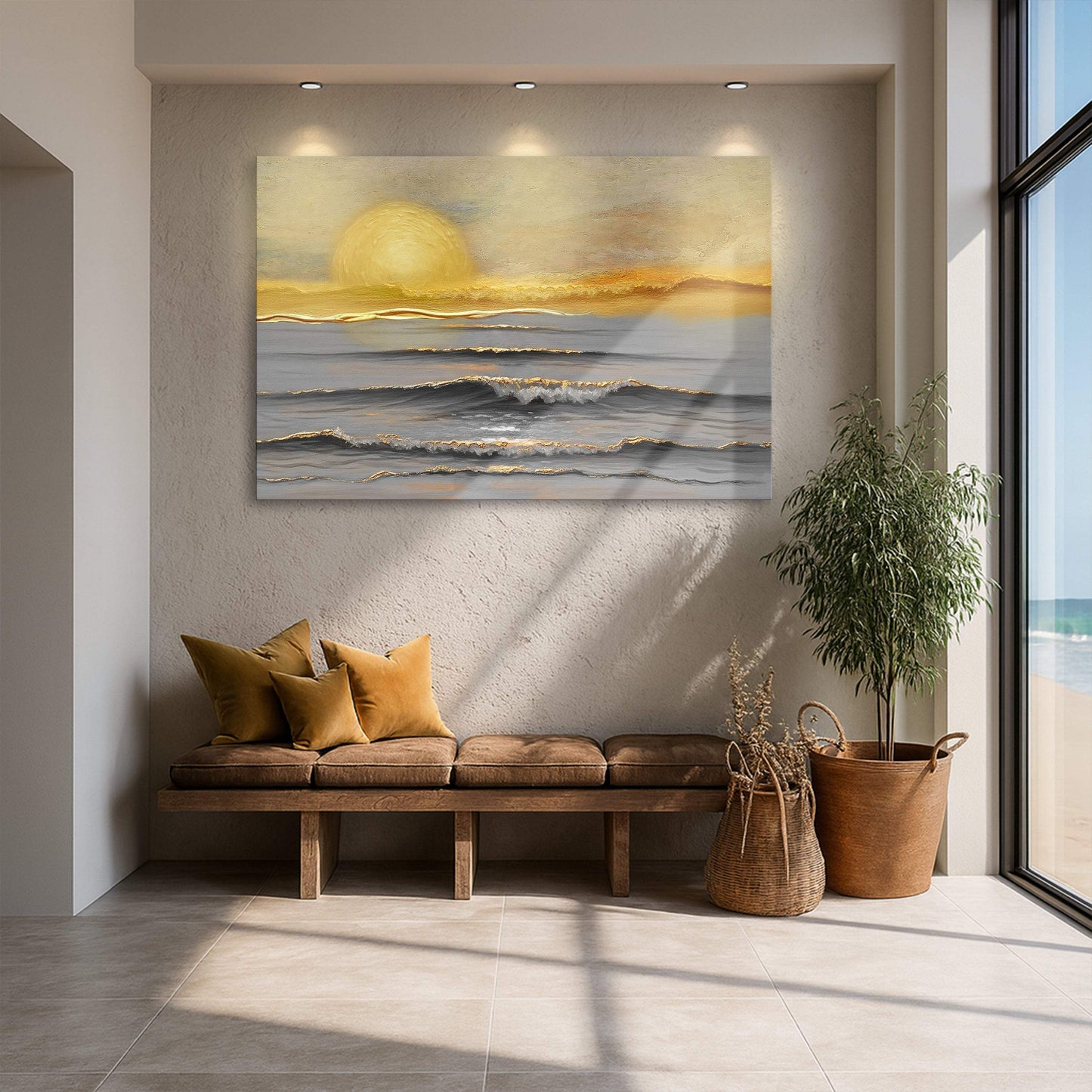 Golden Horizon Calm Wall Art - Tailored Canvases - Flyclothing LLC