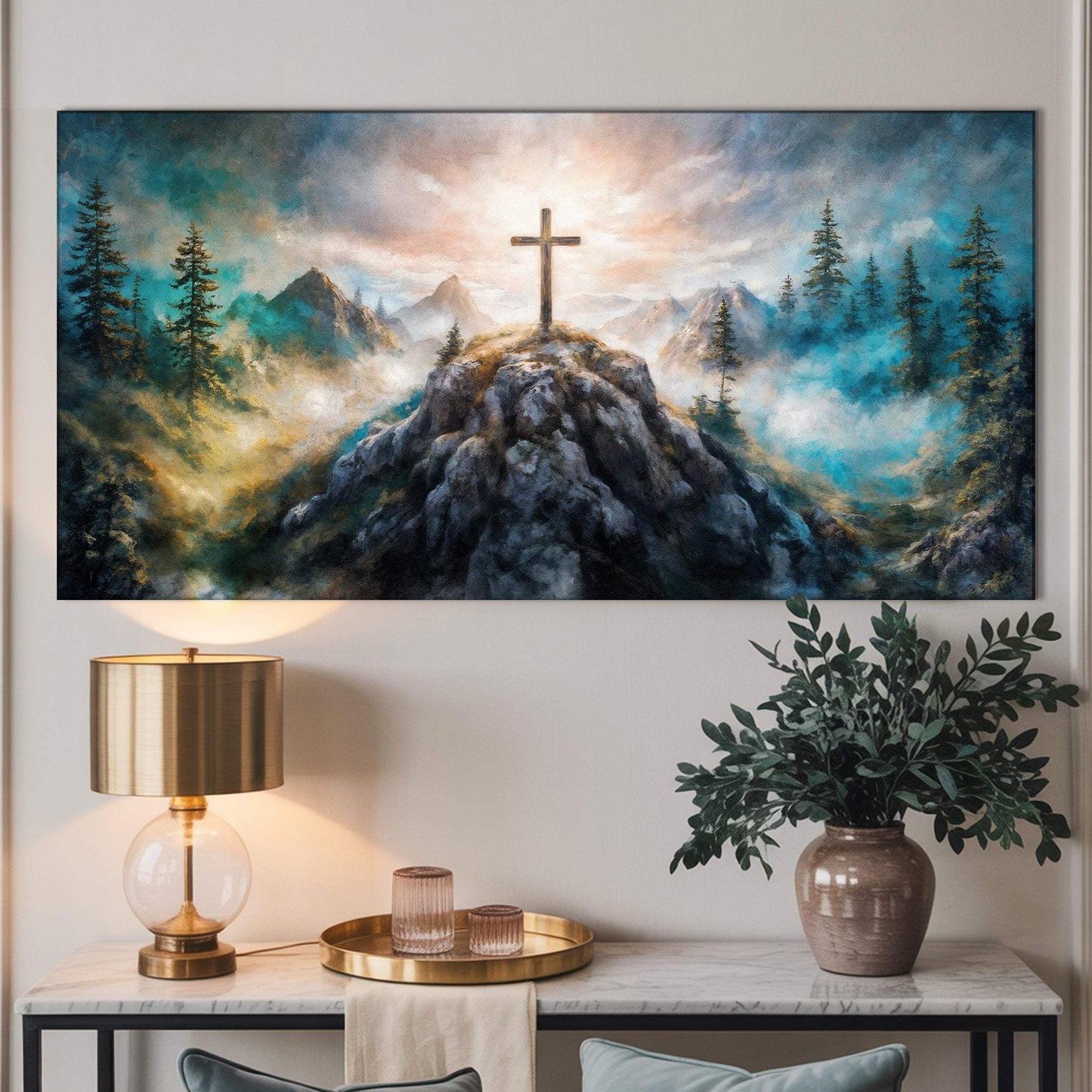 Cross On A Hill Faith Wall Art III - Tailored Canvases - Flyclothing LLC