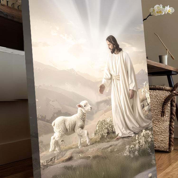 Jesus Protects The Lamb From Wolves Faith Wall Art XII - Tailored Canvases - Flyclothing LLC