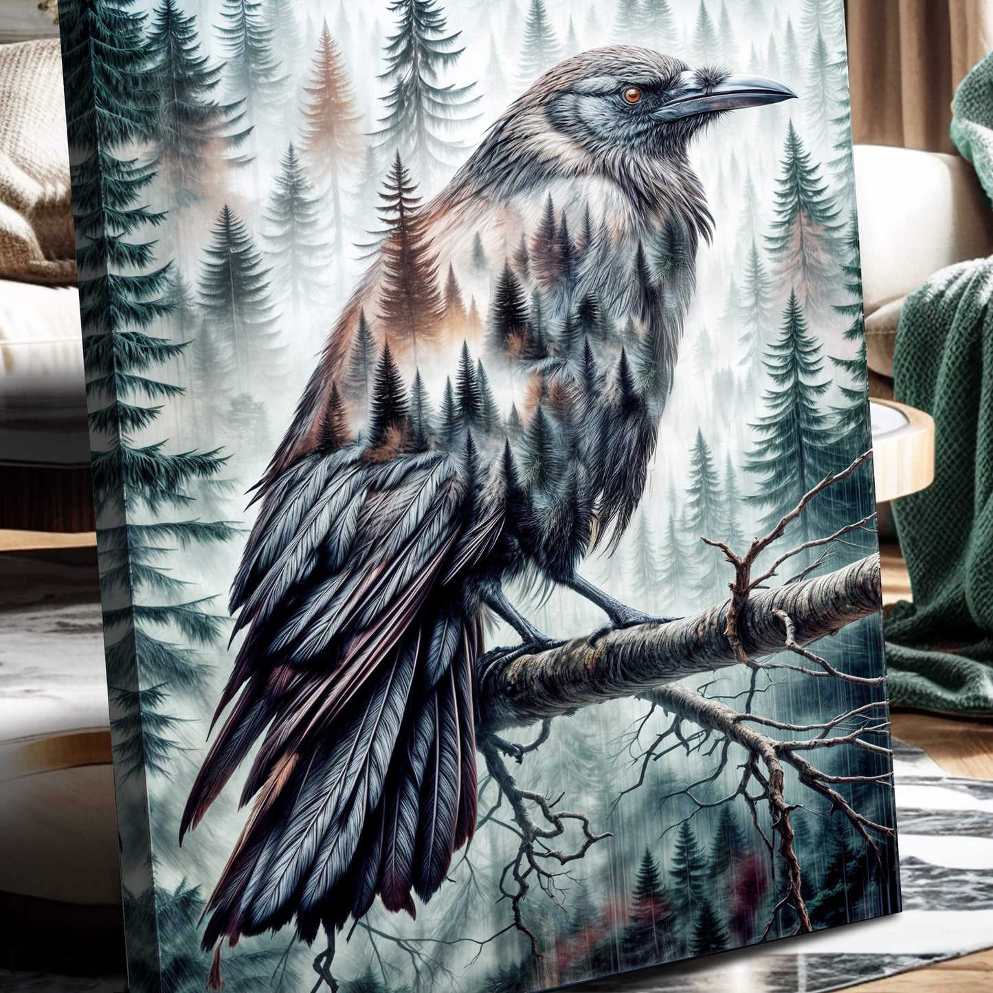 Crow Double Exposure Wall Art - Tailored Canvases - Flyclothing LLC