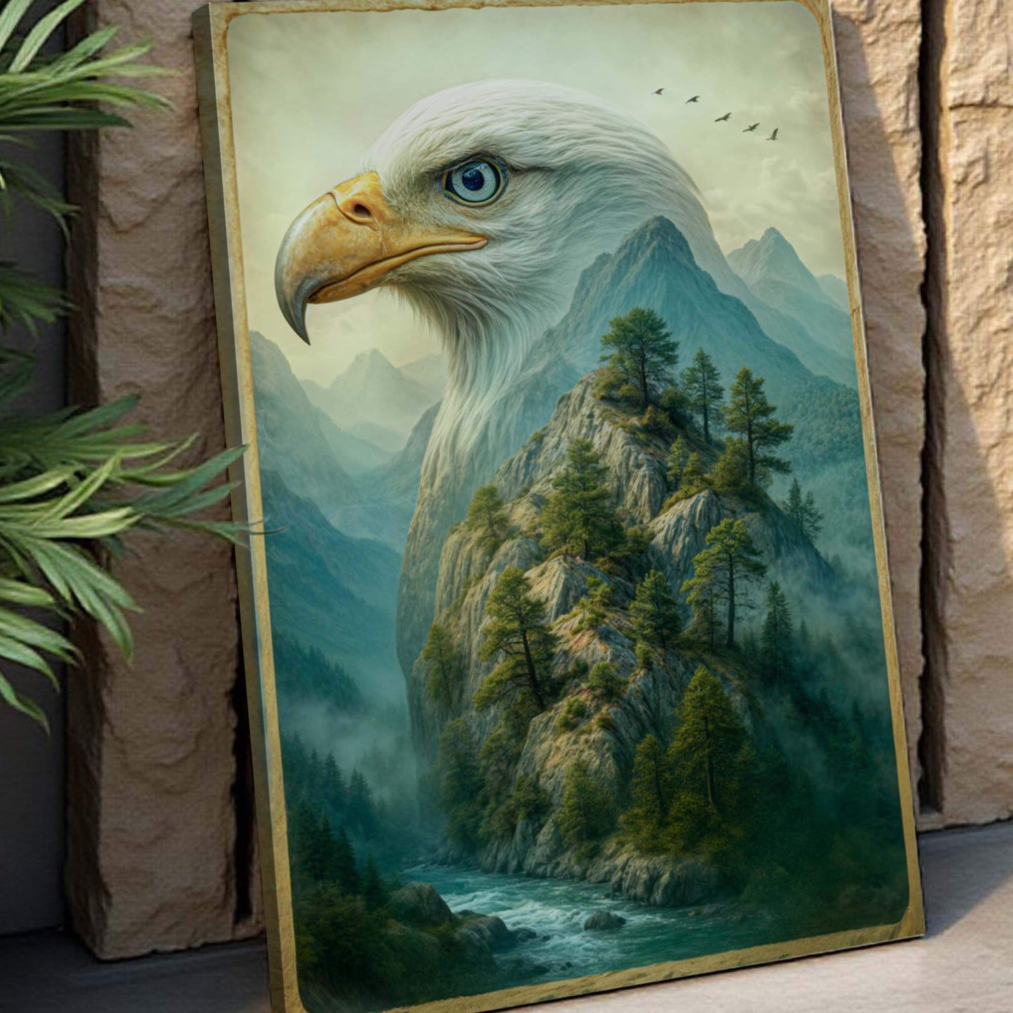 Eagle Over The Canyon Double Exposure Wall Art - Tailored Canvases - Flyclothing LLC