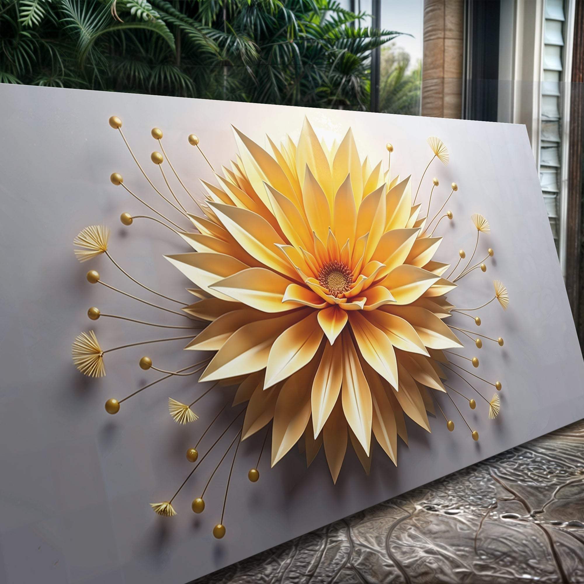 Golden Dandelion Minimalist Abstract Wall Art - Tailored Canvases - Flyclothing LLC