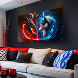 3D Dragon and Wolf Wall Art VI - Tailored Canvases - Flyclothing LLC
