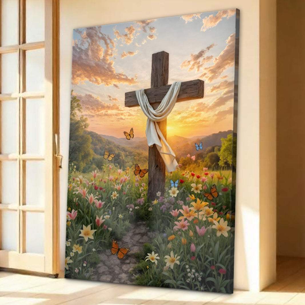 Cross and Flowers Faith Wall Art - Tailored Canvases - Flyclothing LLC