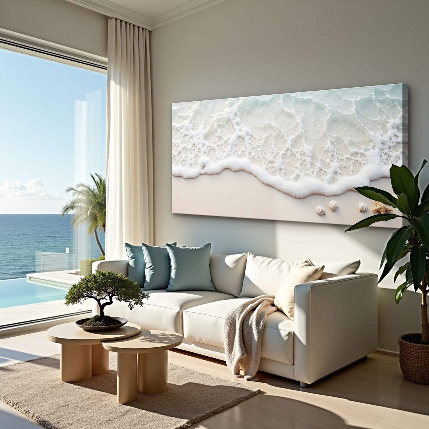 Serene Ocean Wave Coastal Wall Art X - Tailored Canvases - Flyclothing LLC