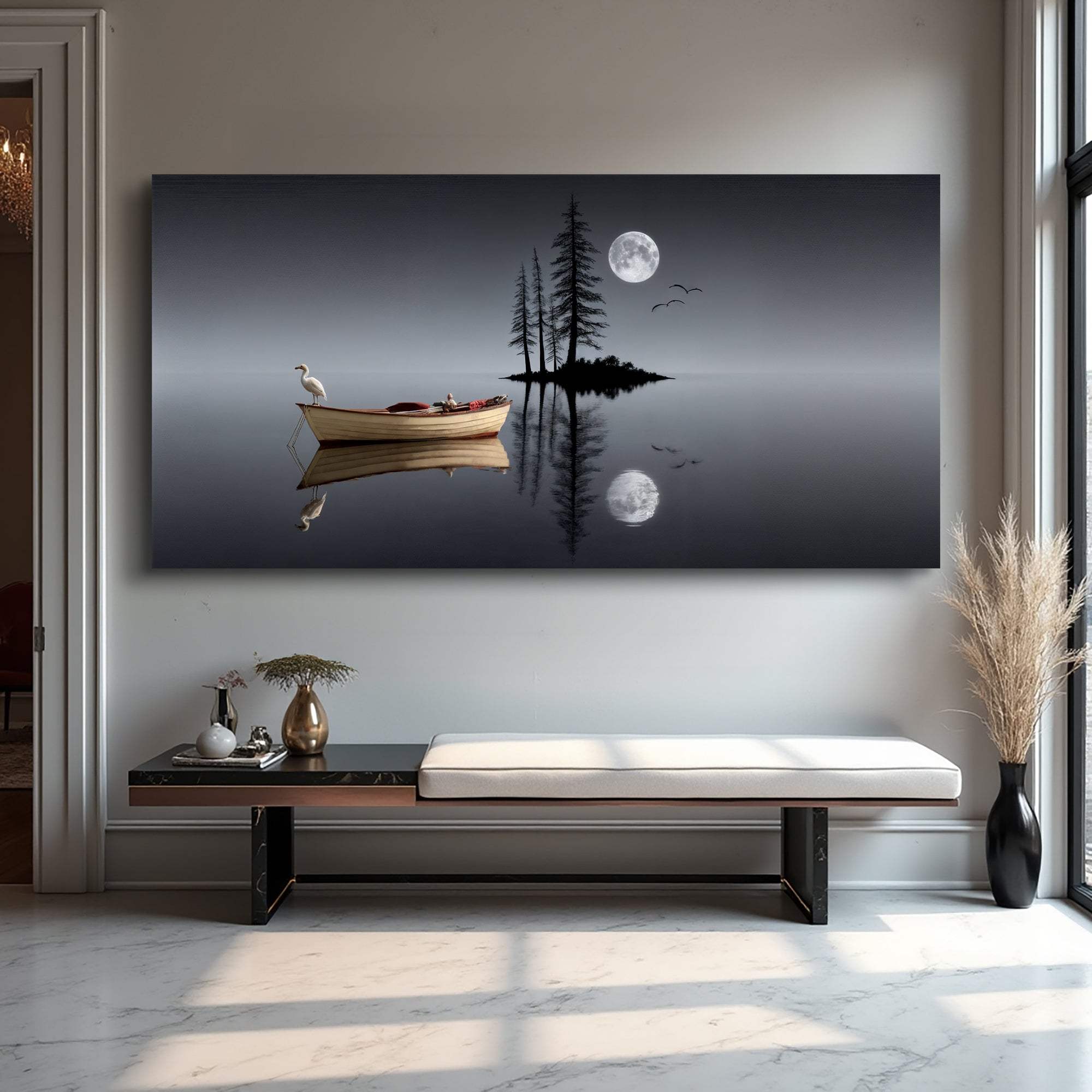 Modern Minimalist Night Lake Wall Art - Tailored Canvases - Flyclothing LLC