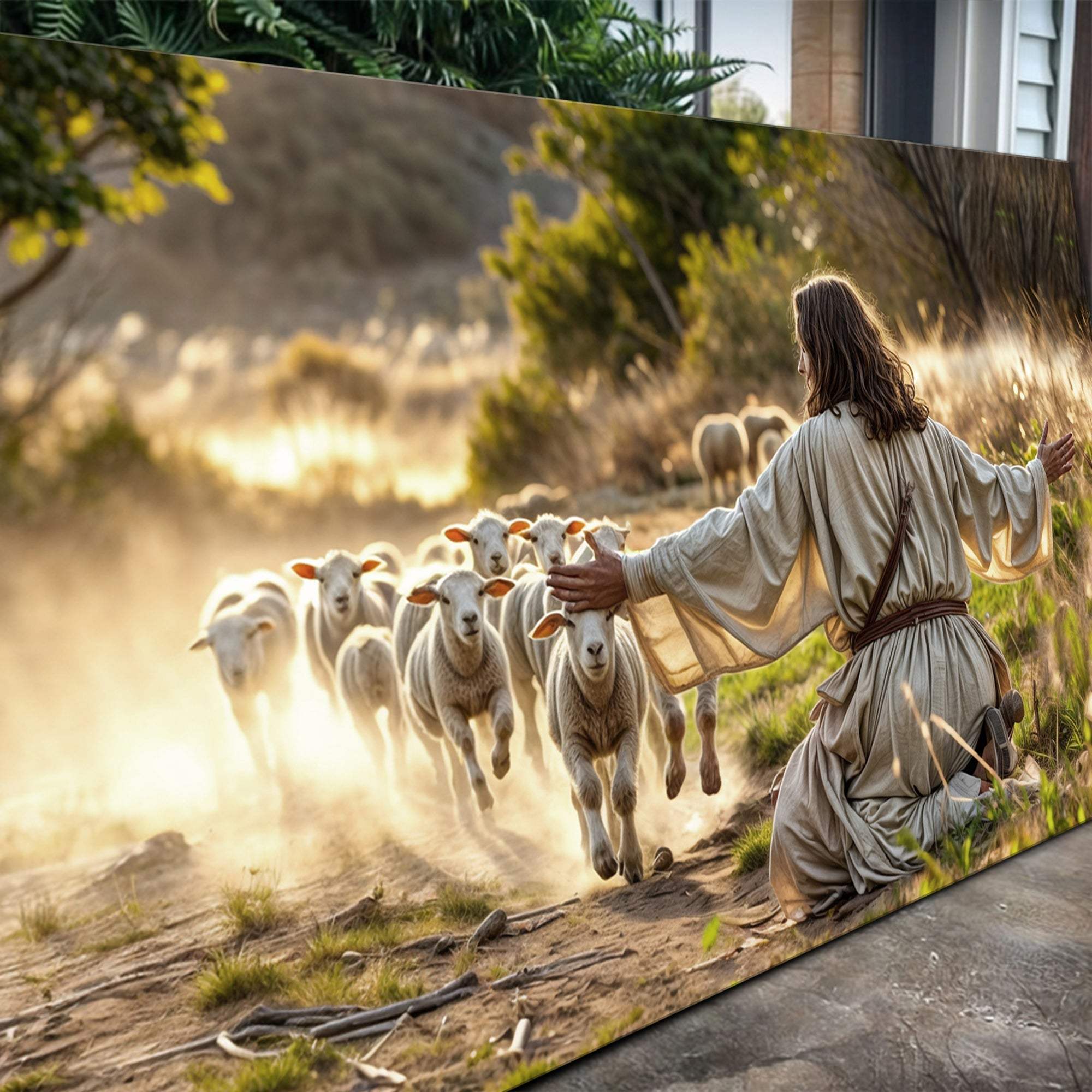 Jesus Protects The Lamb From Wolves Faith Wall Art VIII - Tailored Canvases - Flyclothing LLC