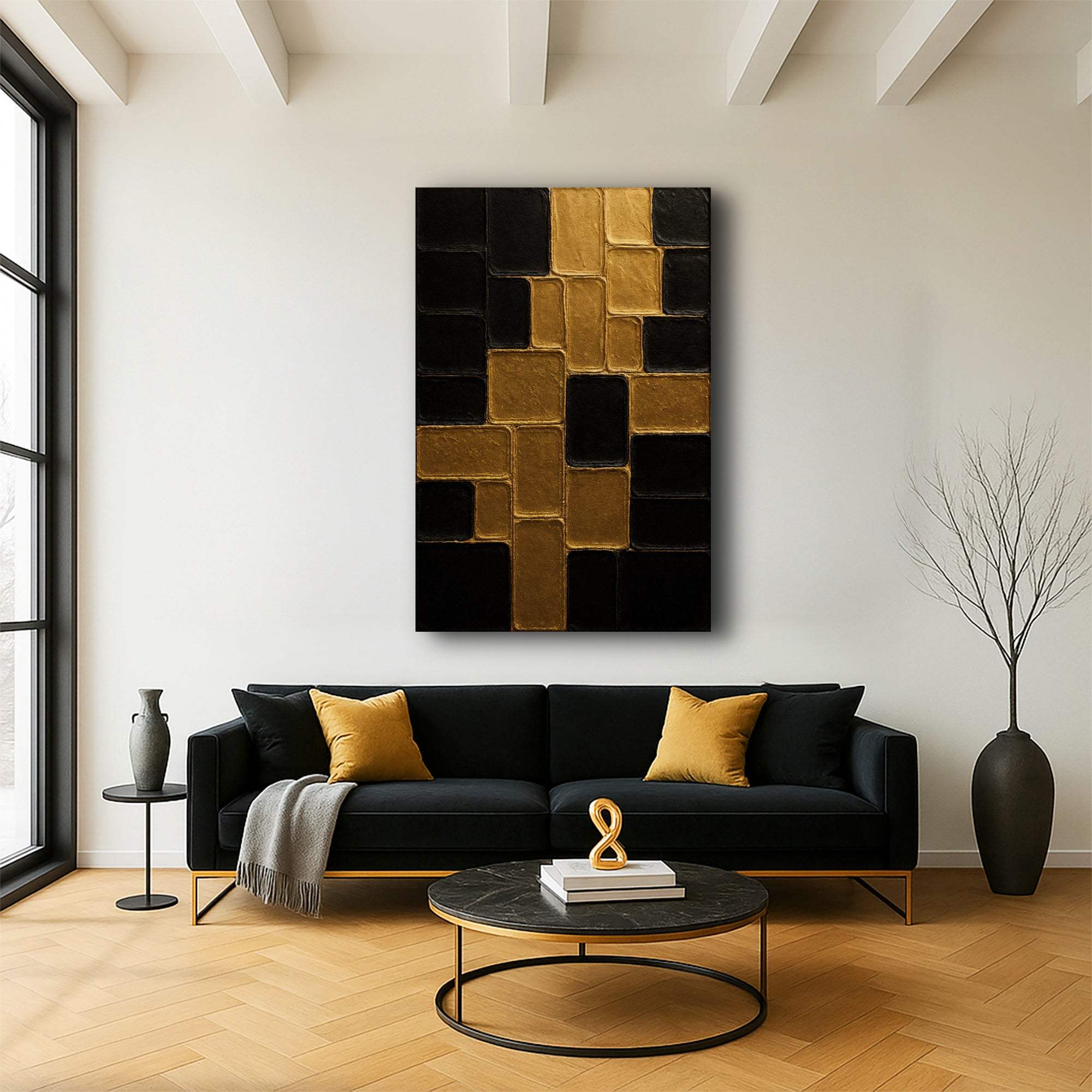 Contemporary Black and Gold Wall Art II - Tailored Canvases - Flyclothing LLC