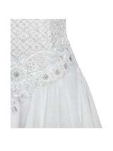 Fabiola Lace Trim Silver Net Top Mini Flare Chiffon Dress - Miss Circle - Flyclothing LLC