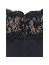 Umra Black Contrast Lace Sweetheart Gathered Mini Dress