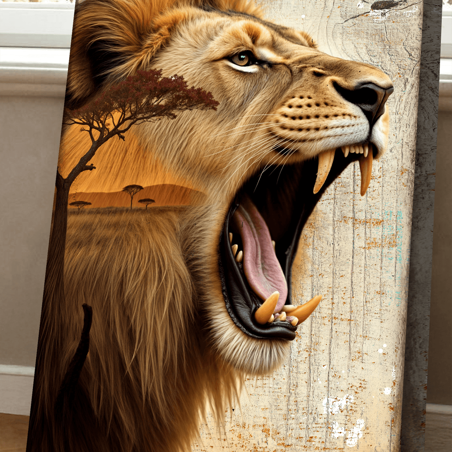 Lion Double Exposure Wall Art - Tailored Canvases - Flyclothing LLC