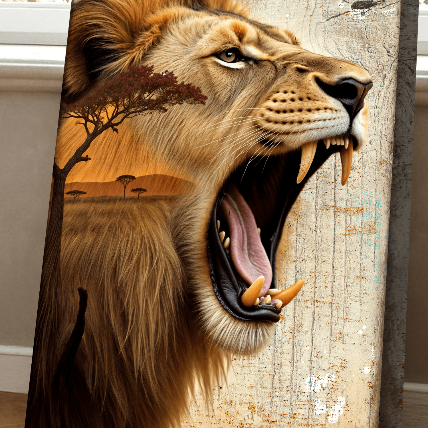 Lion Double Exposure Wall Art - Tailored Canvases - Flyclothing LLC