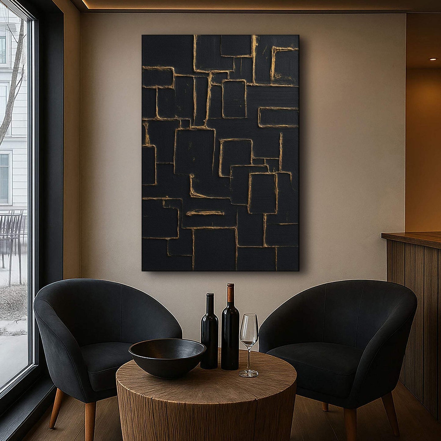 Contemporary Black and Gold Wall Art - Tailored Canvases - Flyclothing LLC