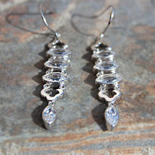 LOAS1380 - Rhodium plating 925 Sterling Silver Earrings with AAA Grade CZ in Clear - Alamode - Flyclothing LLC