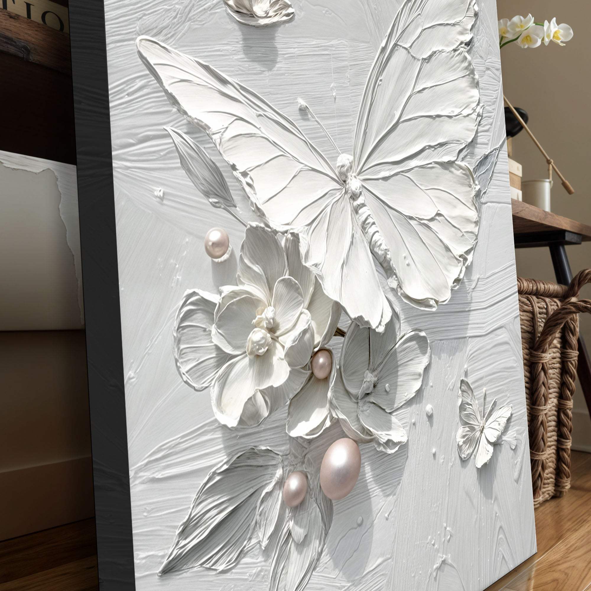 White Butterfly Wall Art - Tailored Canvases - Flyclothing LLC