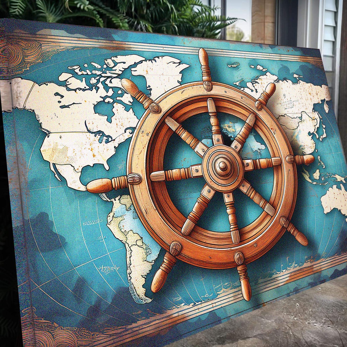 Sailboat Ship Wheel Coastal Wall Art - Tailored Canvases - Flyclothing LLC