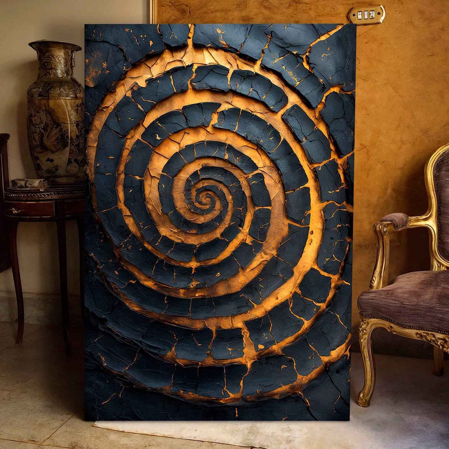 Black and Gold Spiral Wall Art - Tailored Canvases - Flyclothing LLC