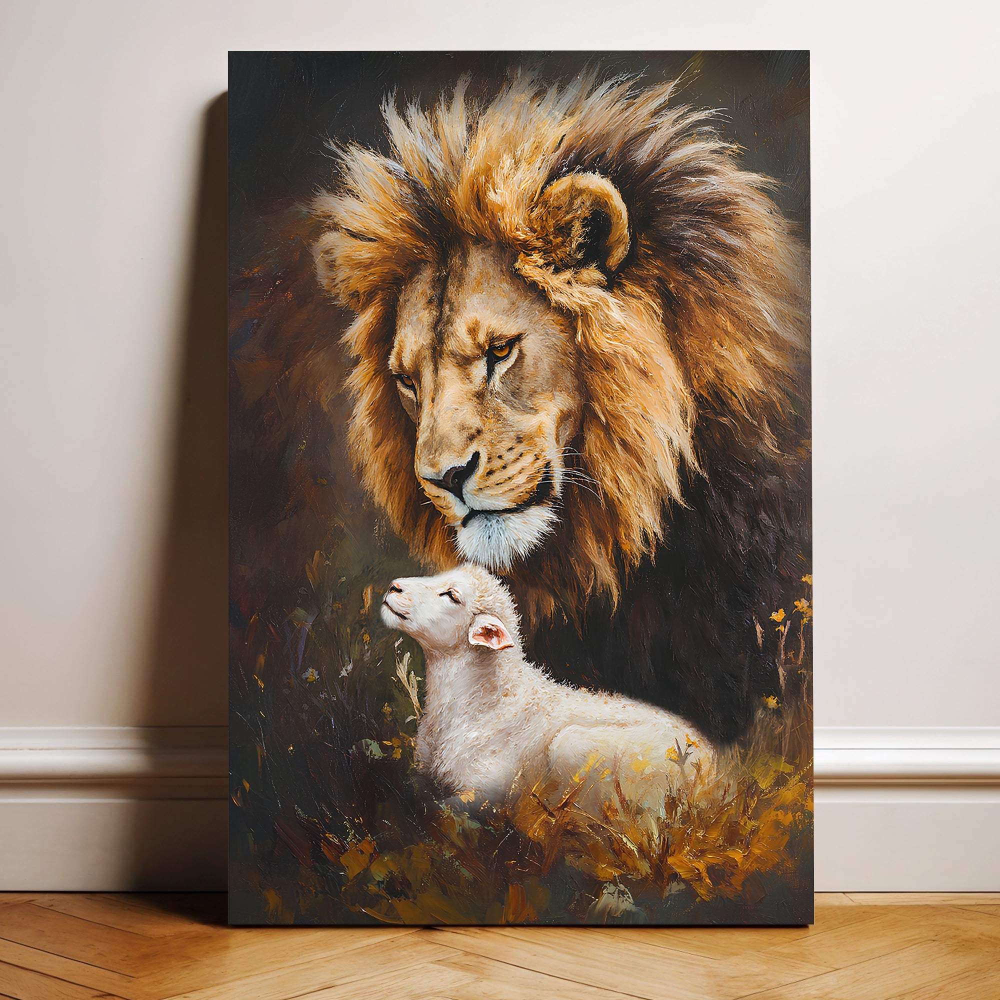 Lion And Sheep Faith Wall Art - Tailored Canvases - Flyclothing LLC