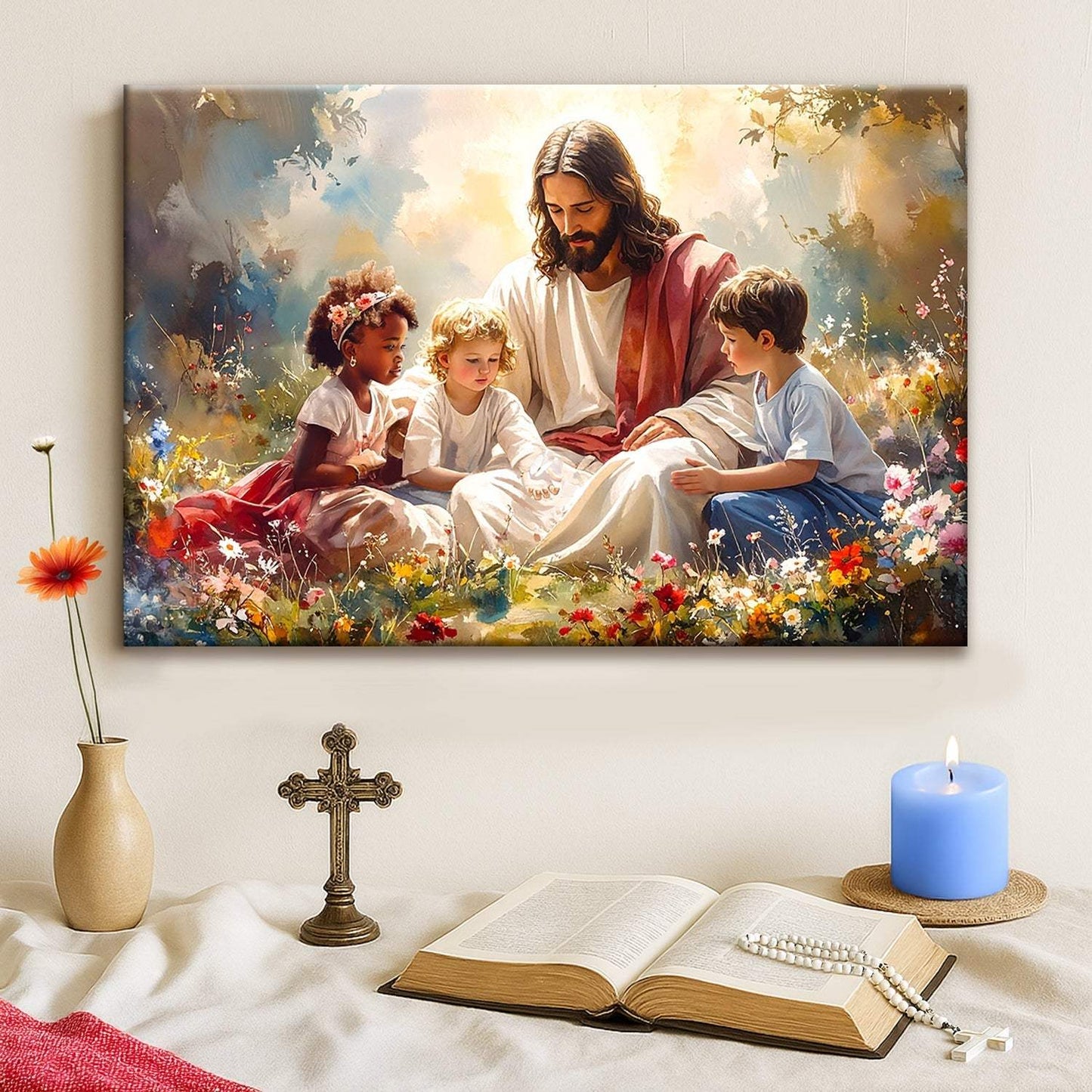 Jesus With Children Faith Wall Art VIII - Tailored Canvases - Flyclothing LLC