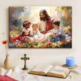 Jesus With Children Faith Wall Art VIII - Tailored Canvases - Flyclothing LLC