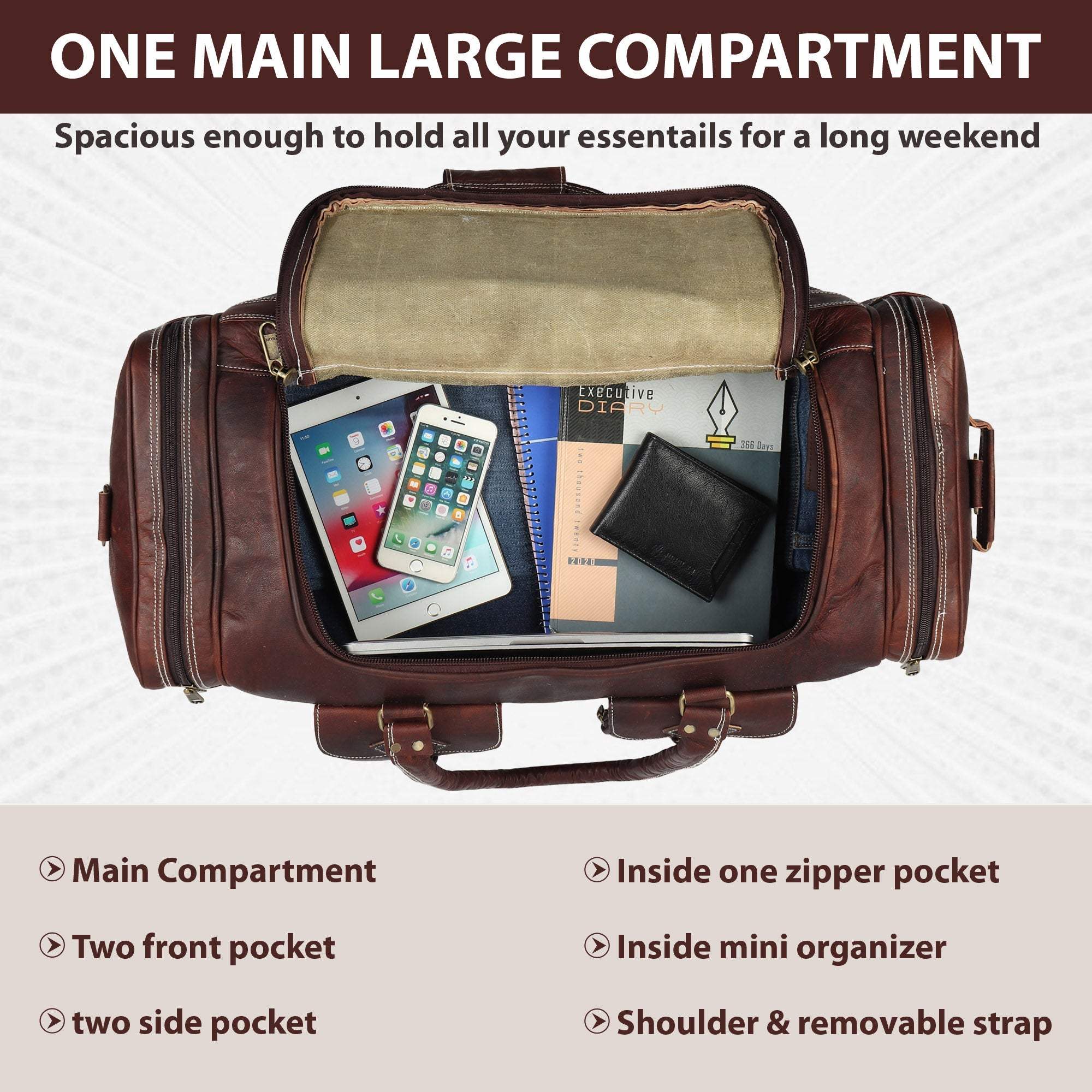 Vintage Dark Brown Traveller Duffle Bag - Classy Leather Bags - Flyclothing LLC