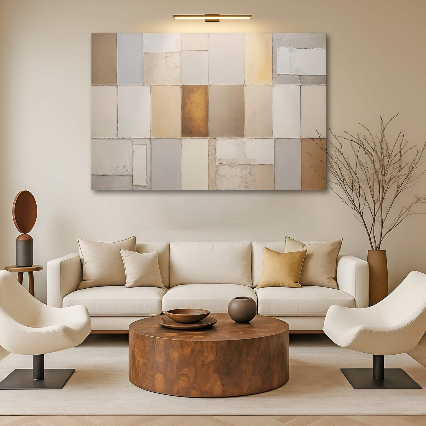 Earth Tones Patchwork Geometric Wall Art - Tailored Canvases - Flyclothing LLC