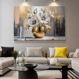 Magnolia Bloom in Gold Abstract Wall Art - Tailored Canvases - Flyclothing LLC