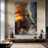 Lion Winter Summer Surrealism Wall Art - Tailored Canvases - Flyclothing LLC
