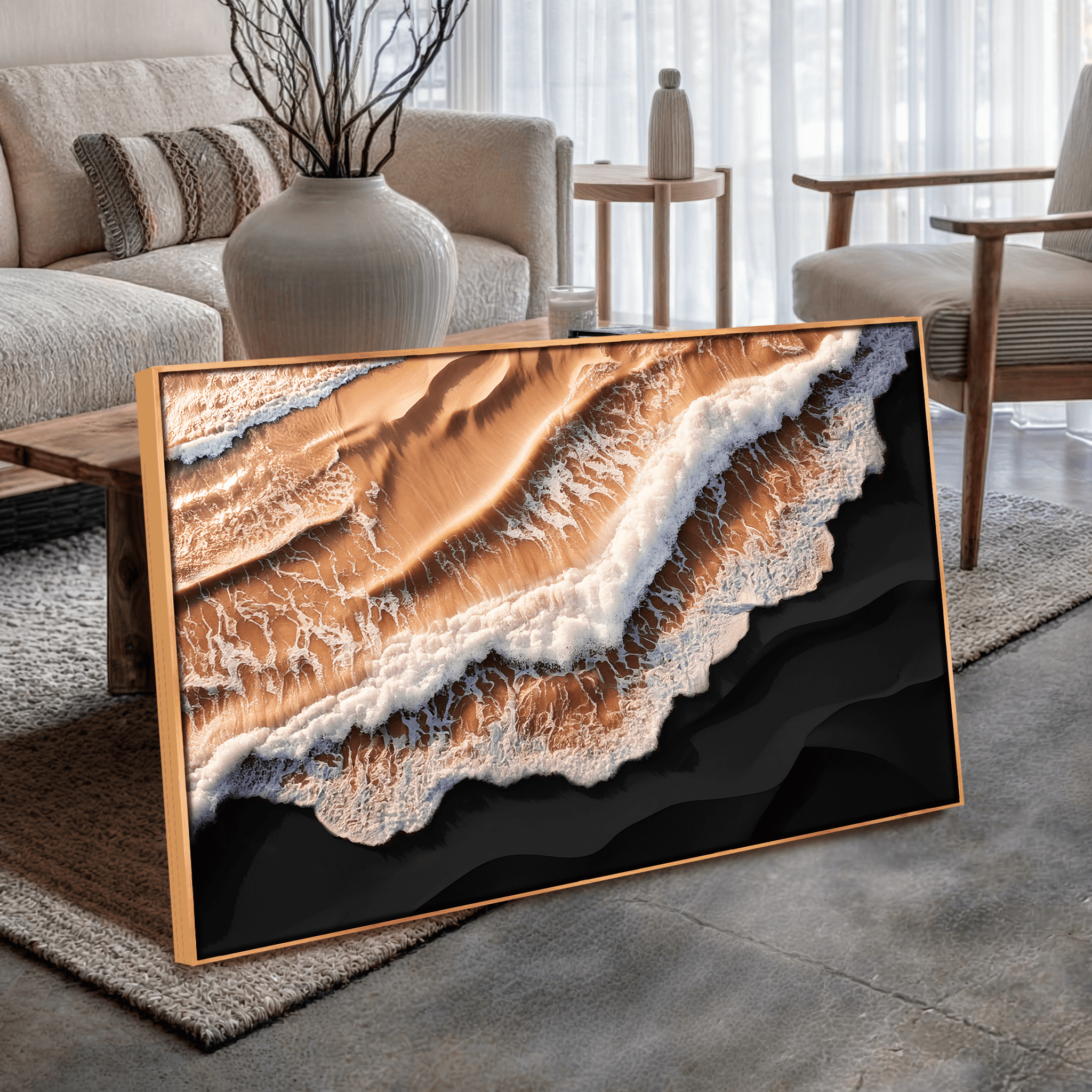 Amber Ocean Waves Wall Art - Tailored Canvases - Flyclothing LLC