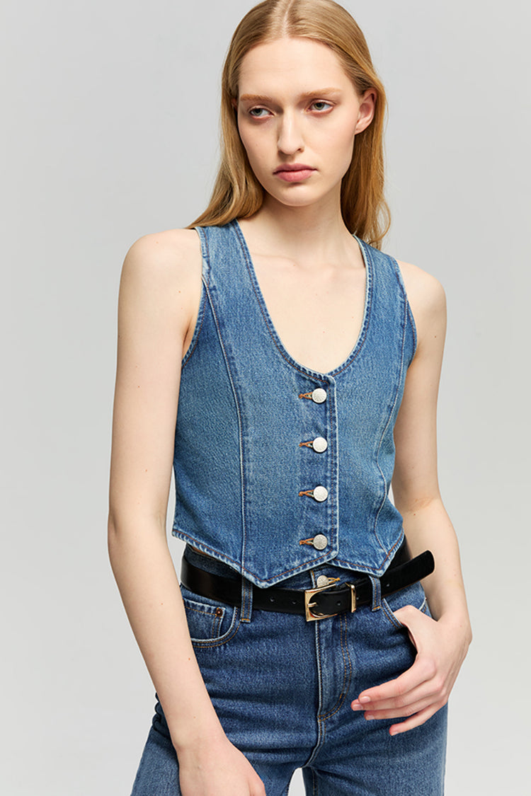 Blue Horizon Denim Vest HJ903 - Hey Joanie - Flyclothing LLC