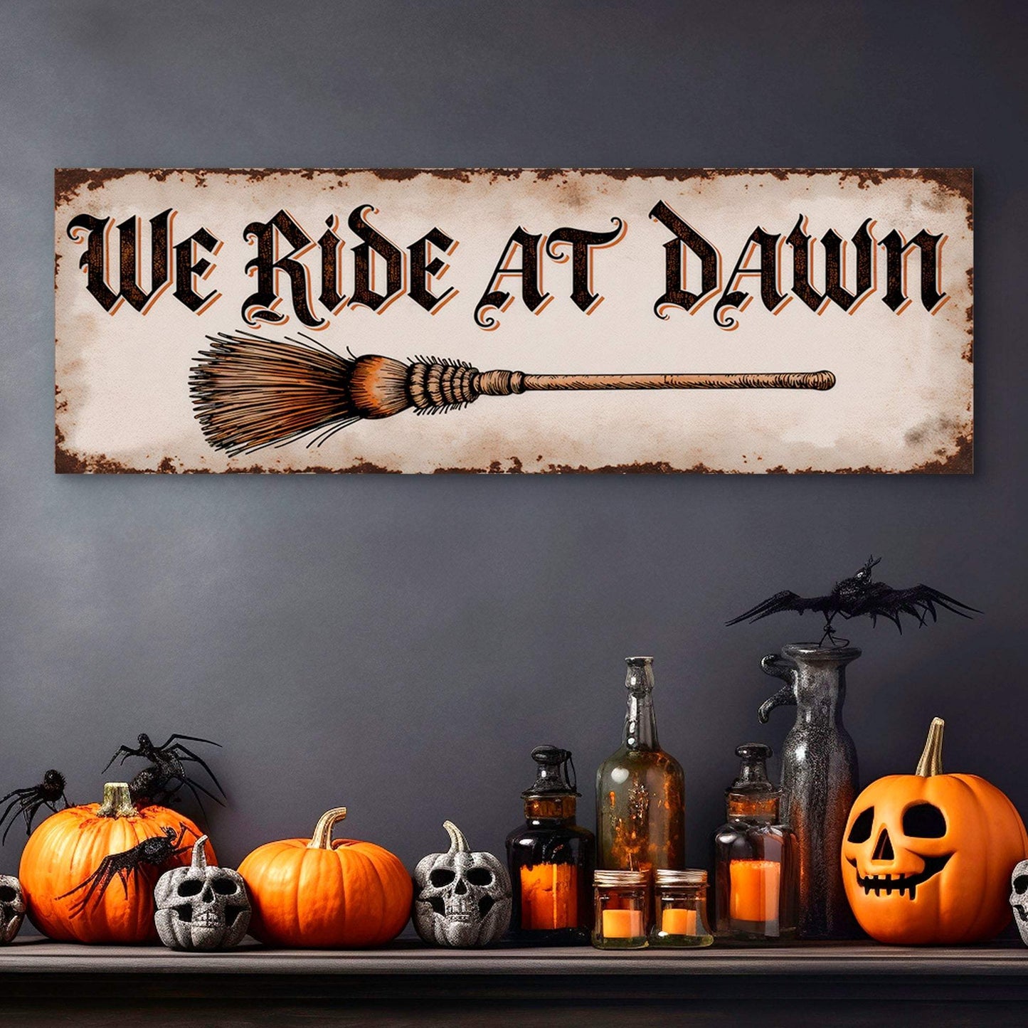 We Ride At Dawn Halloween Wall Sign - Tailored Canvases - Flyclothing LLC