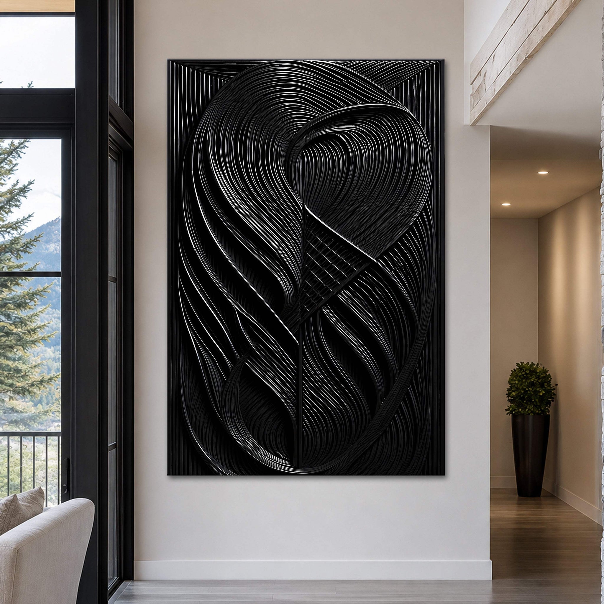 Modern Black Waves Wall Art - Tailored Canvases - Flyclothing LLC