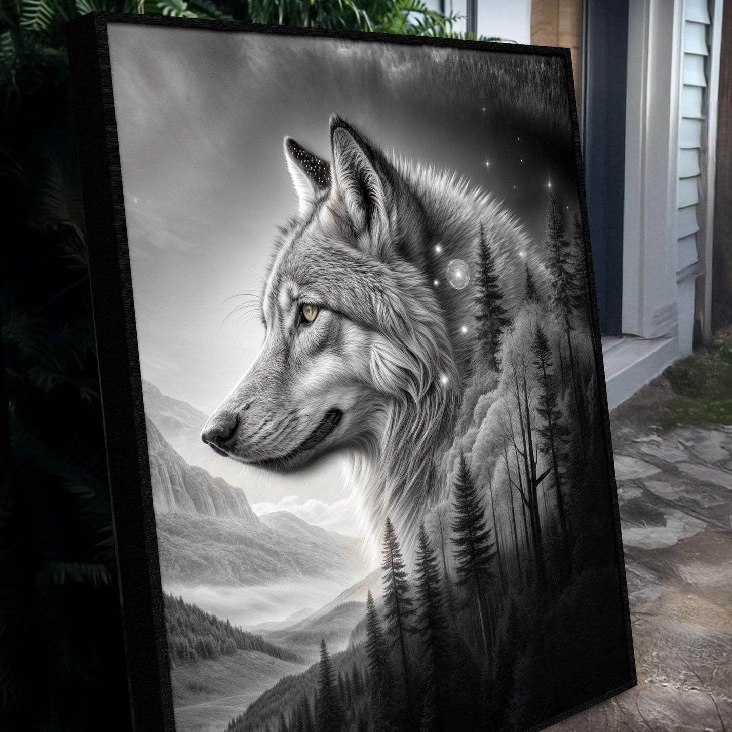 Wolf Double Exposure Wall Art II - Tailored Canvases - Flyclothing LLC