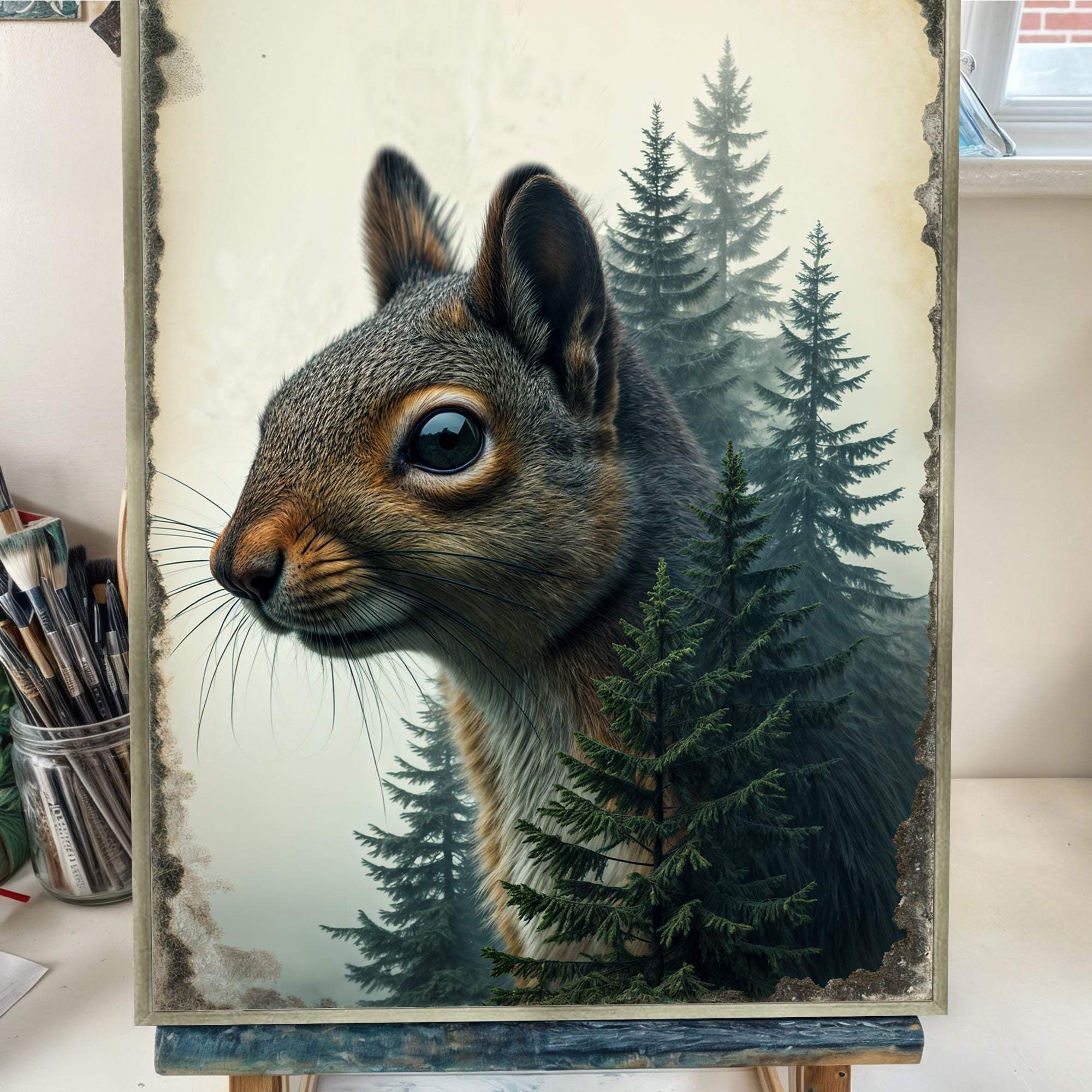 Squirrel Double Exposure Wall Art - Tailored Canvases - Flyclothing LLC