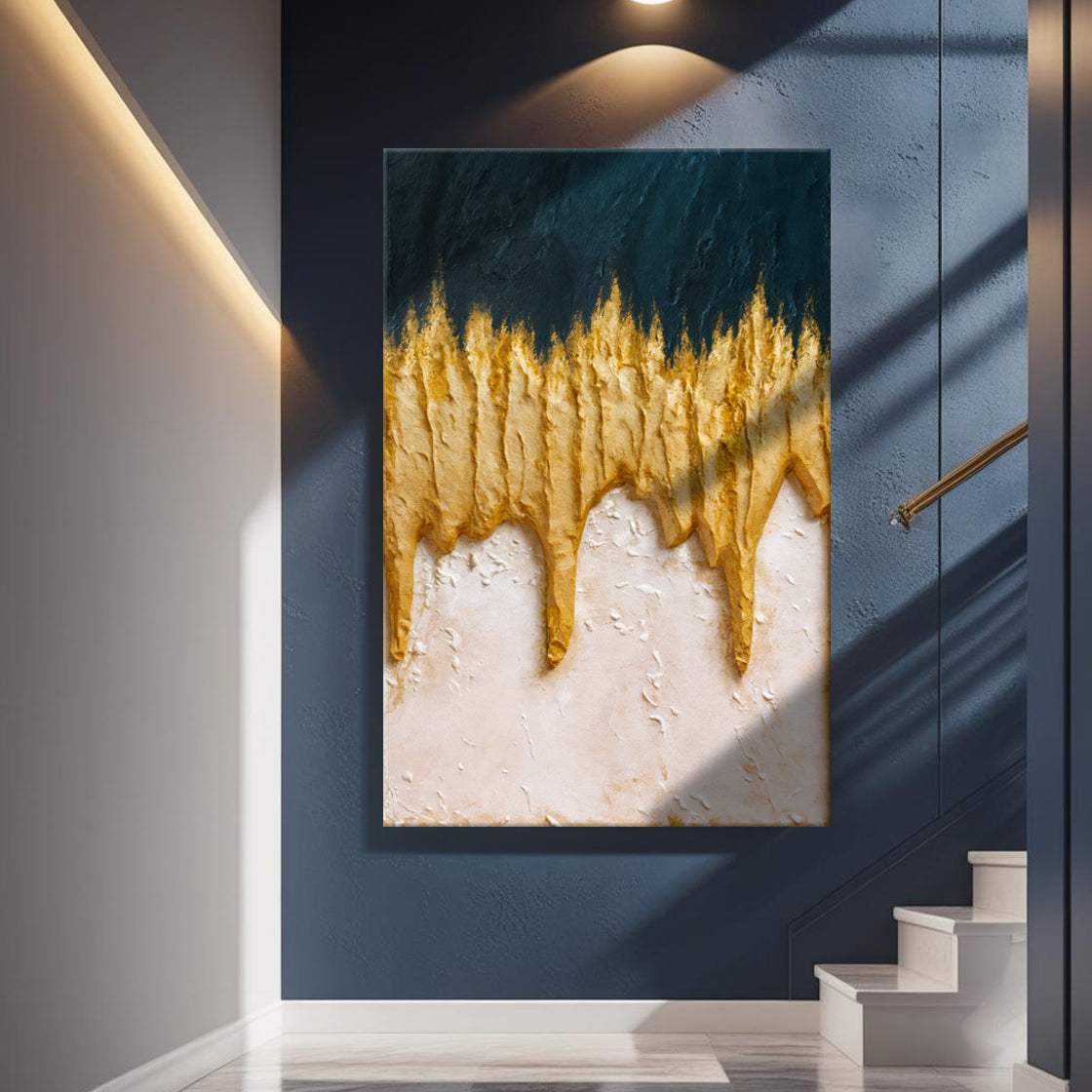 Abstract Blue And Gold Wall Art - Tailored Canvases - Flyclothing LLC