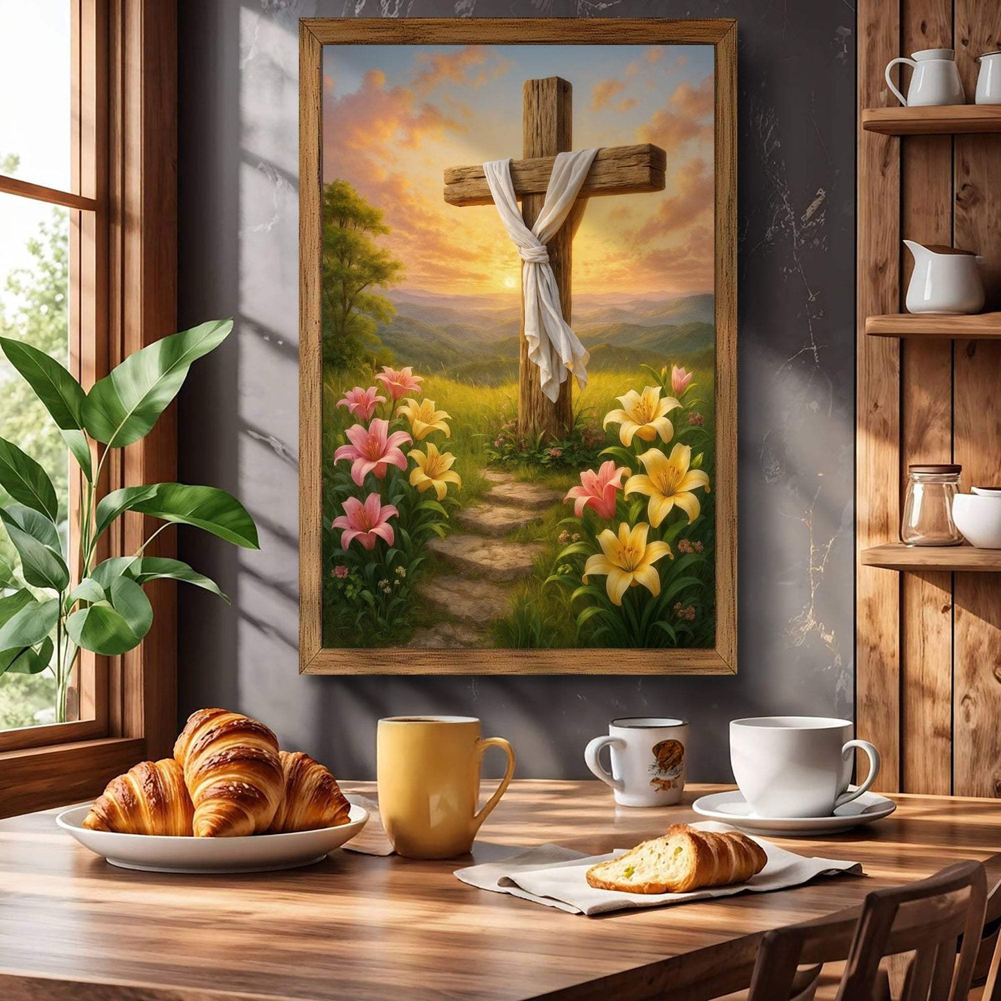 Cross and Flowers Faith Wall Art II - Tailored Canvases - Flyclothing LLC