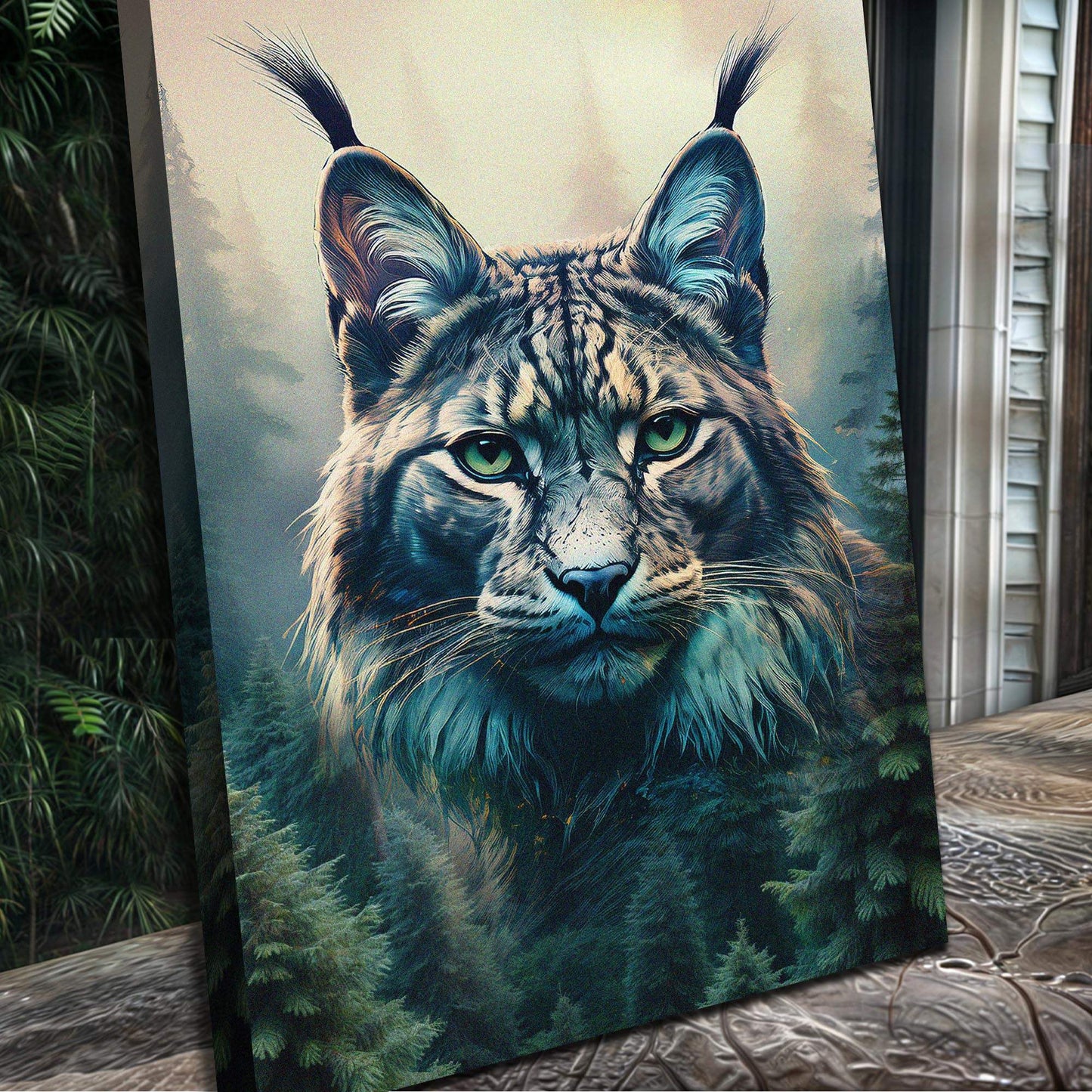 Lynx Double Exposure Wall Art - Tailored Canvases - Flyclothing LLC