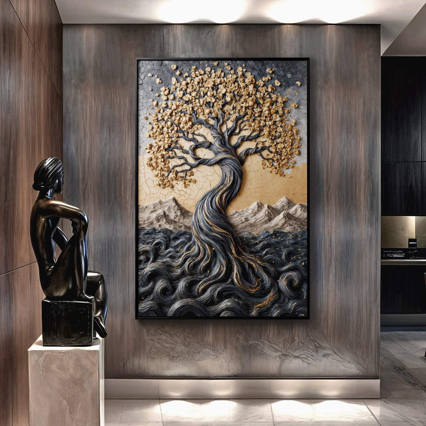 Golden Tree of Life Minimalist Wall Art - Tailored Canvases - Flyclothing LLC