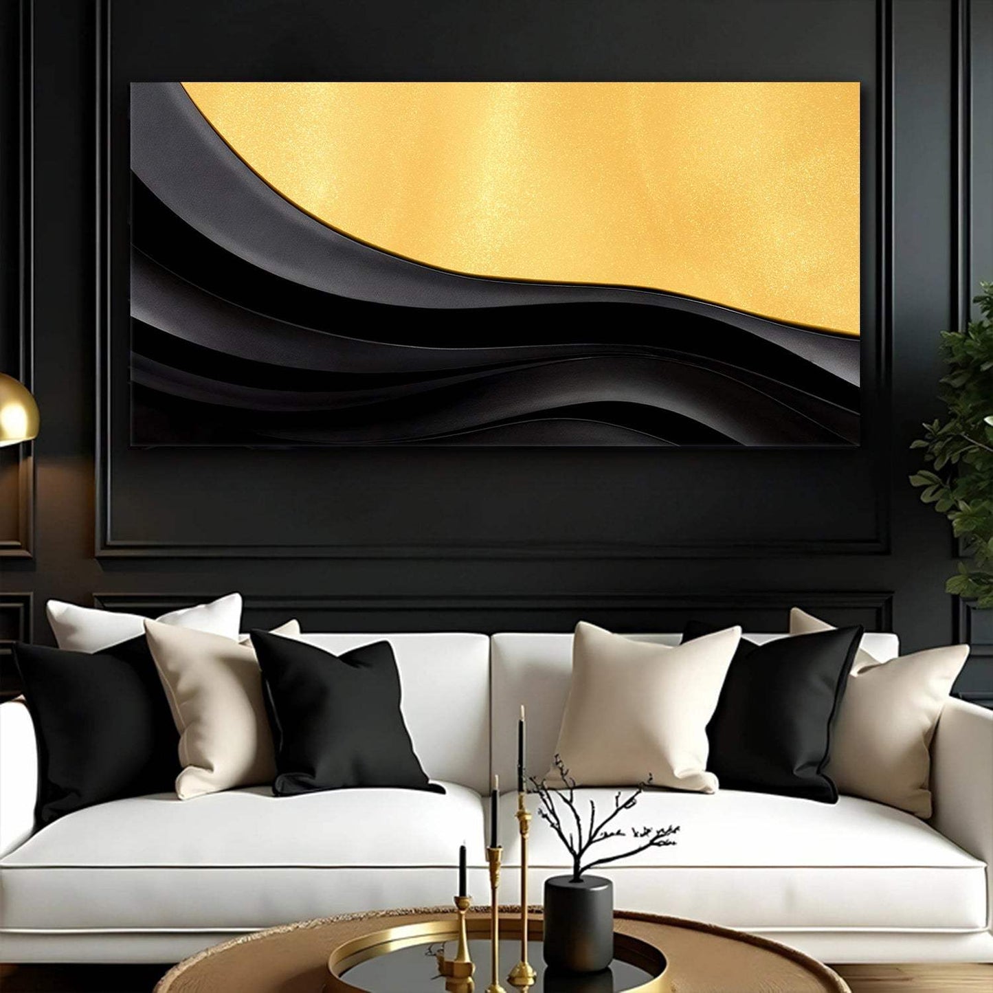 Black And Gold Minimalist Abstract VIII - Tailored Canvases - Flyclothing LLC